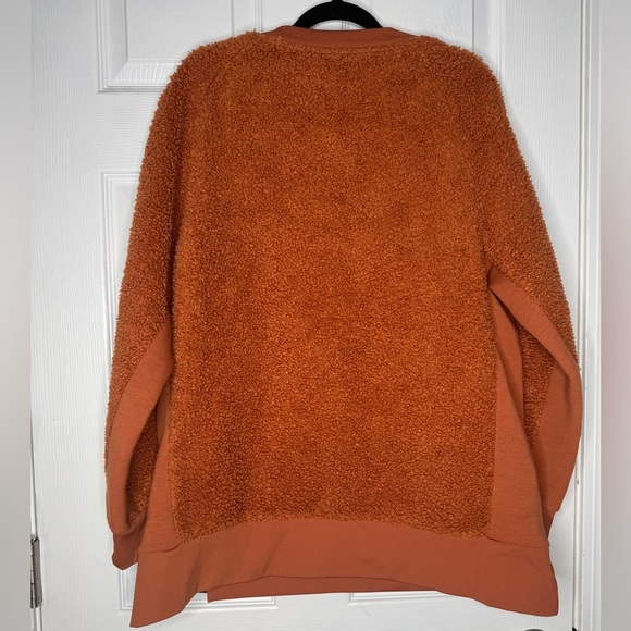 VARLEY oakden rust orange fuzzy crewneck pullover side zippers size small - Picture 2 of 8